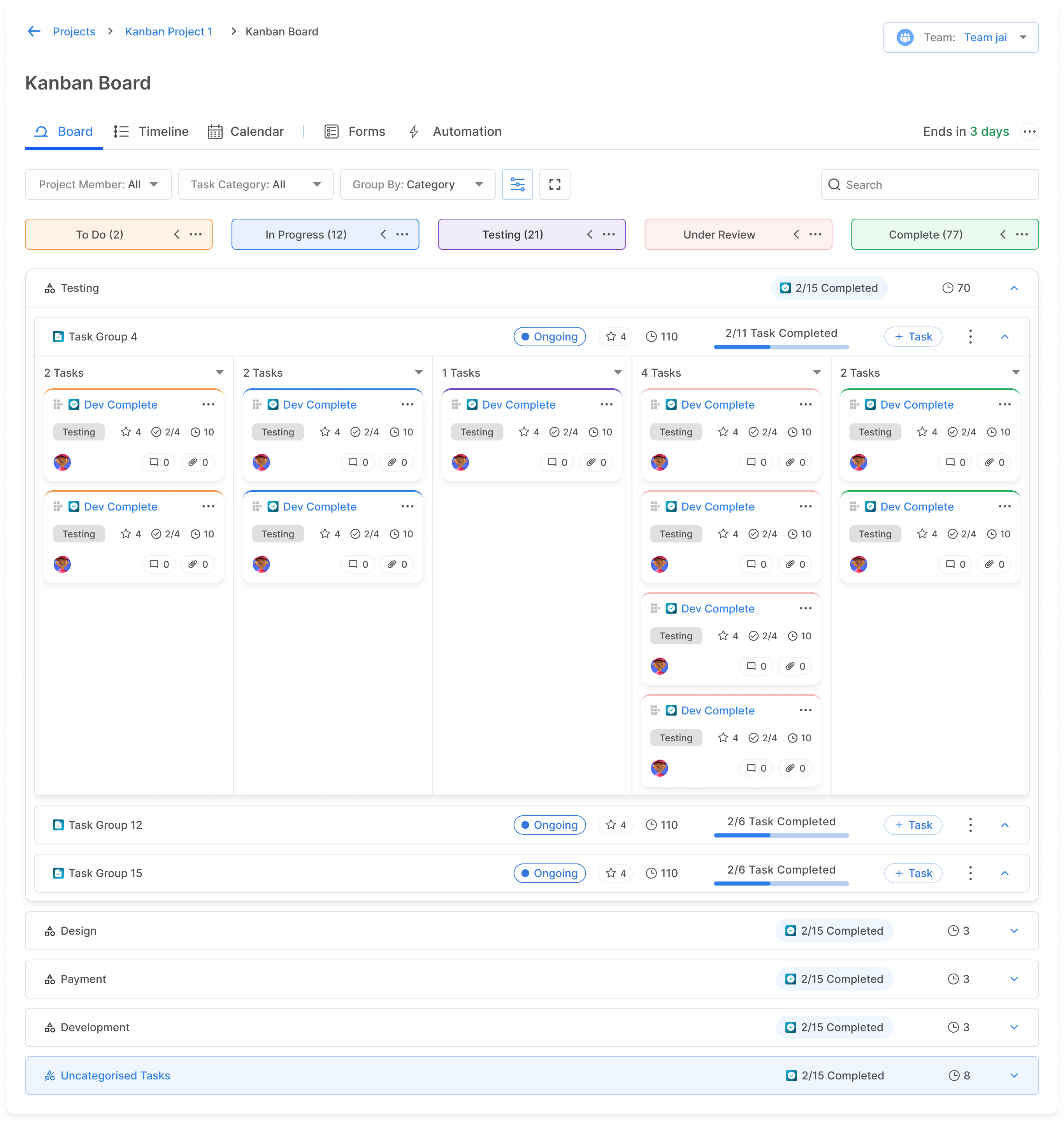 Kanban Board with Swimlanes
