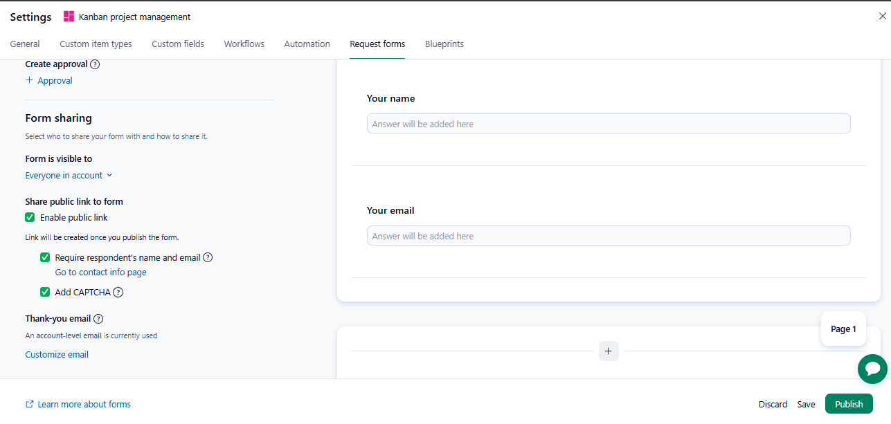Forms used in Kanban