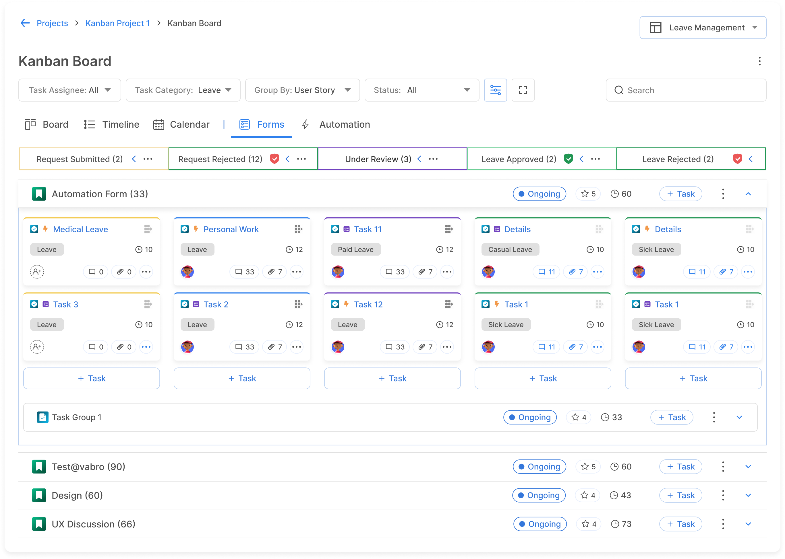 Kanban Board for Leave Management